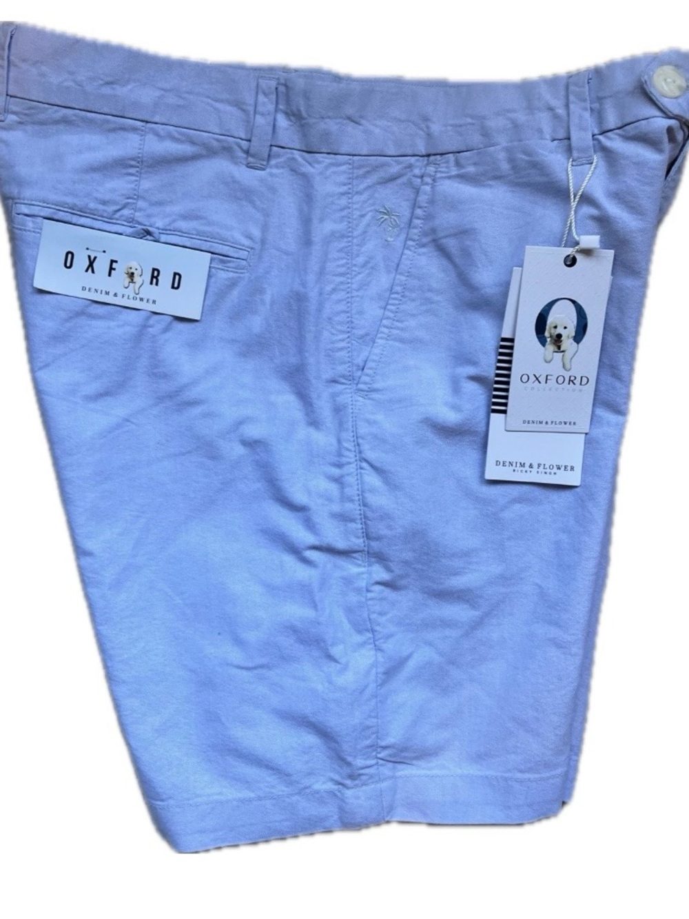 Denim & Flower Oxford Light Blue Flat Front Men’s Shorts